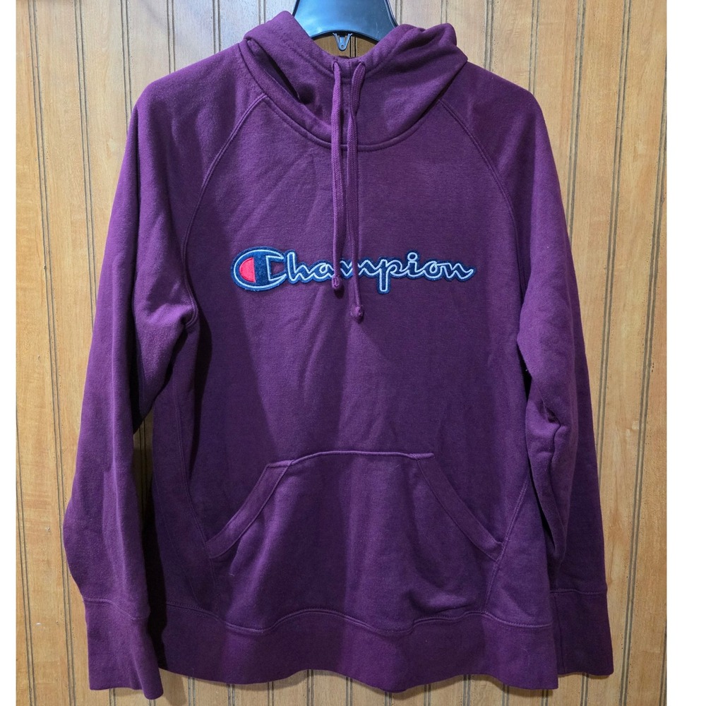 Champion Hoodie Pullover Sweatshirt Burgundy Long Sleeve Pocket‎ XL